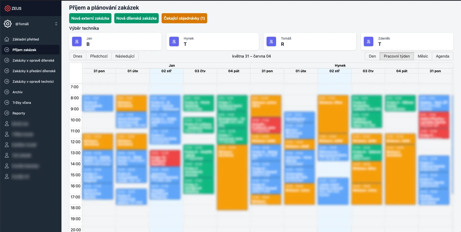 Zeus repair management system dashboard